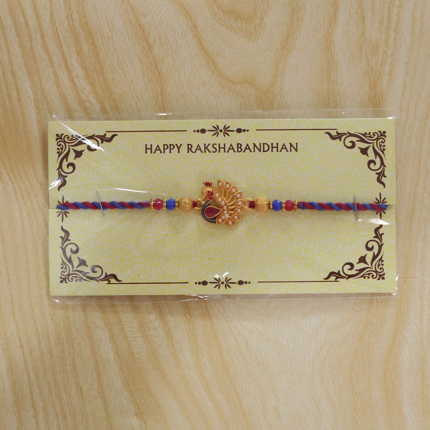 Peacock Paisley Stone Studded Premium Designer Rakhi for Brother