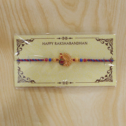 Peacock Paisley Stone Studded Premium Designer Rakhi for Brother