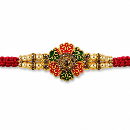 Floral Motif Traditional Beaded Designer Rakhi for Brother
