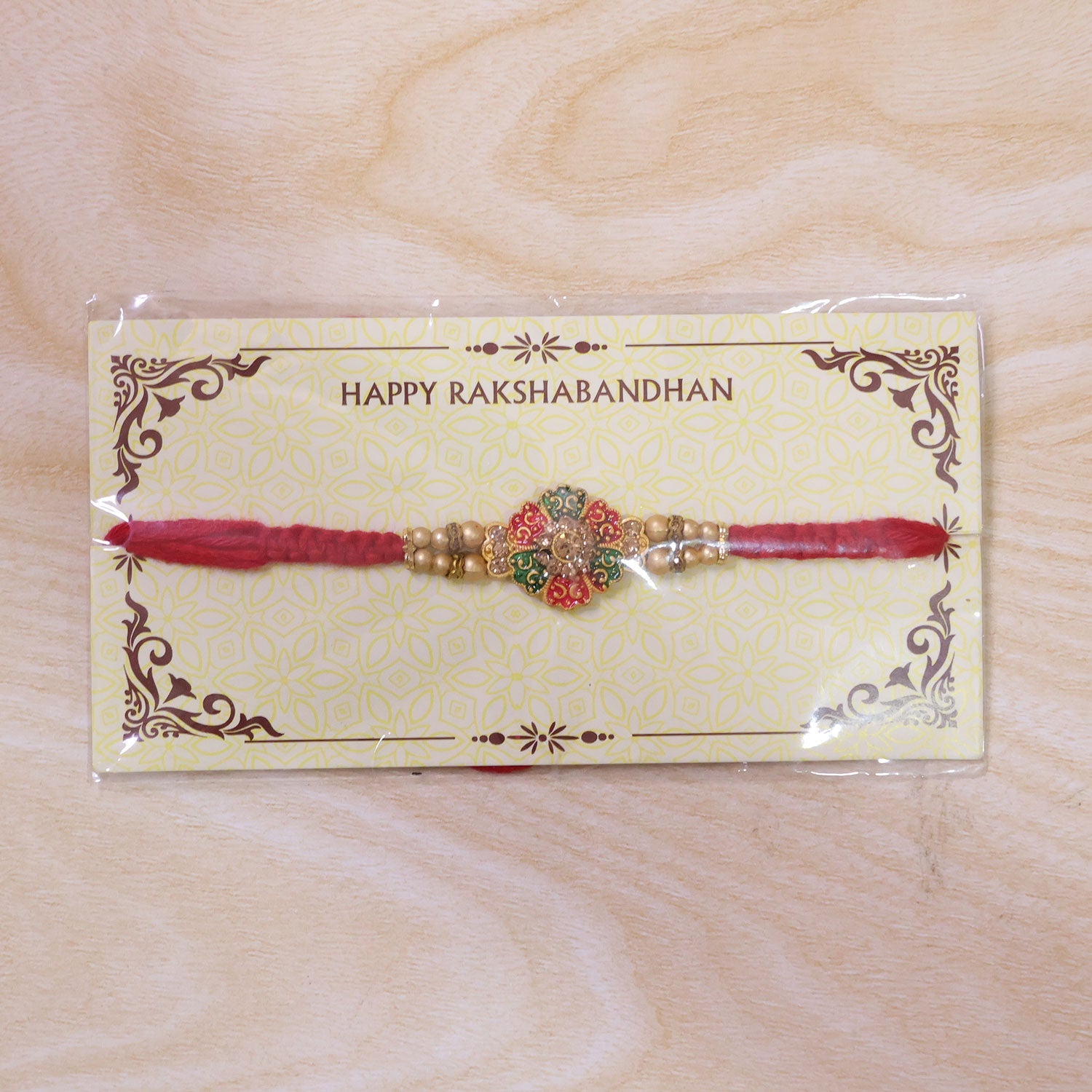 Floral Motif Traditional Beaded Designer Rakhi for Brother