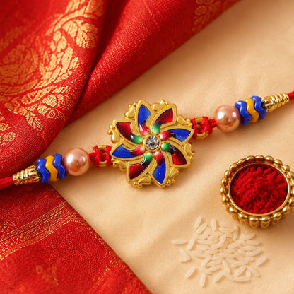 Floral Star Motif Traditional Beaded Designer Rakhi for Brother