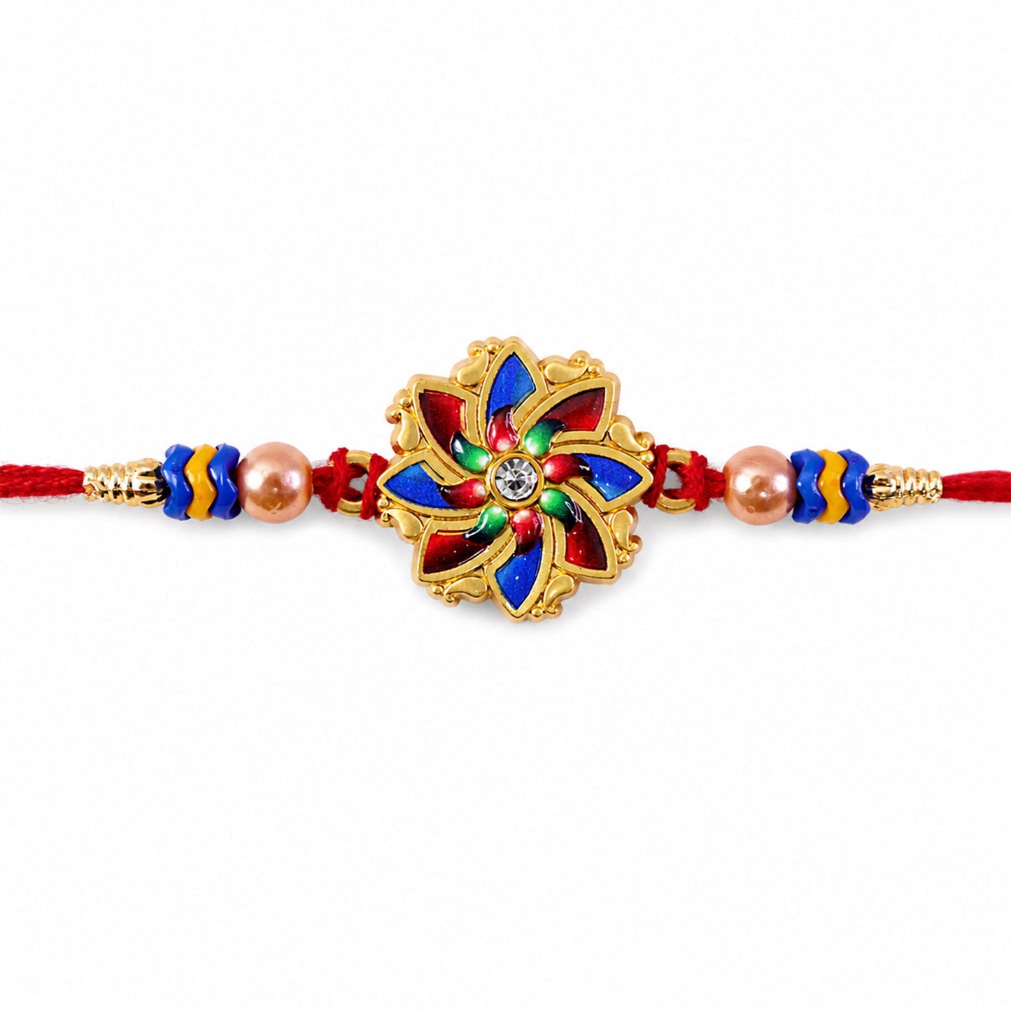 Floral Star Motif Traditional Beaded Designer Rakhi for Brother