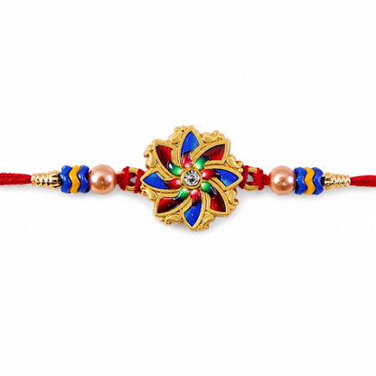 Floral Star Motif Traditional Beaded Designer Rakhi for Brother