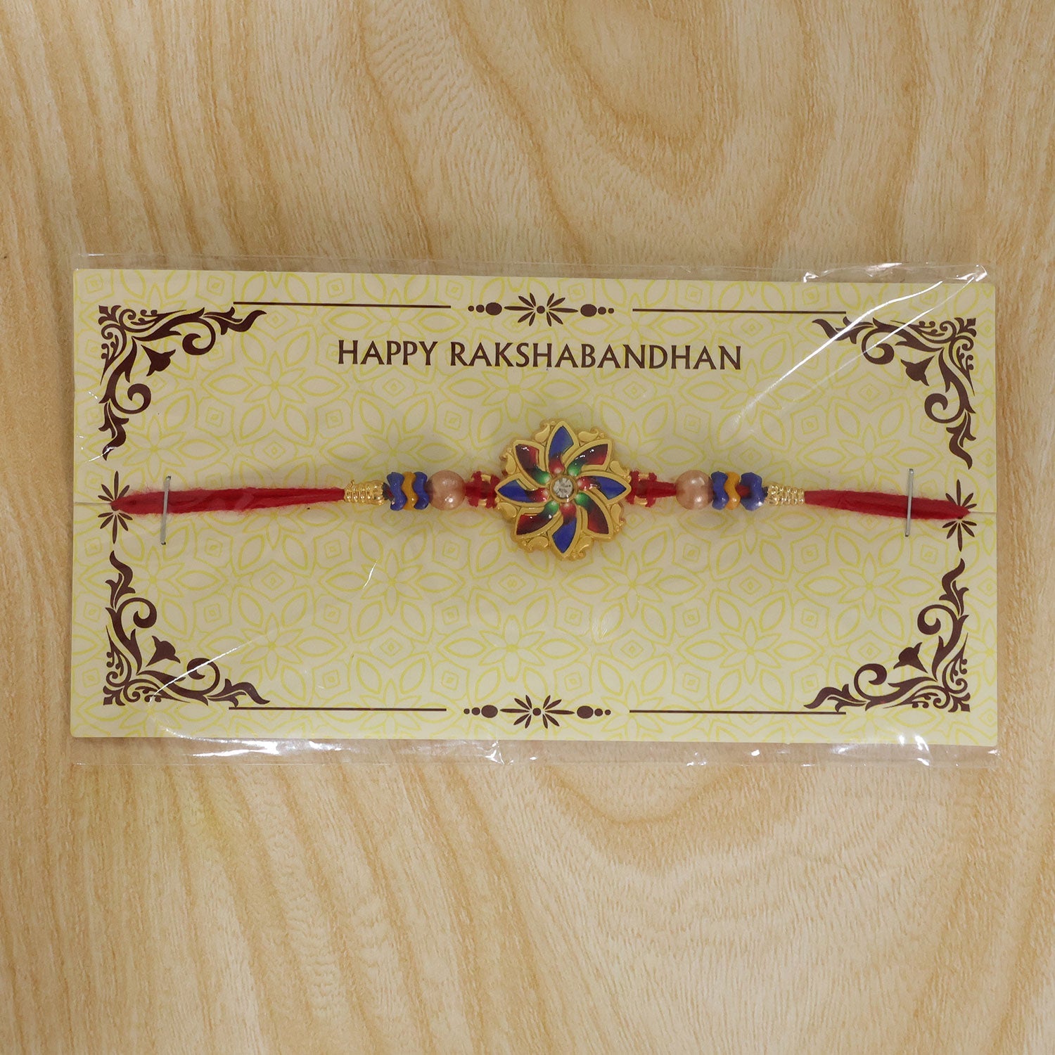 Floral Star Motif Traditional Beaded Designer Rakhi for Brother