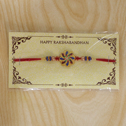 Floral Star Motif Traditional Beaded Designer Rakhi for Brother