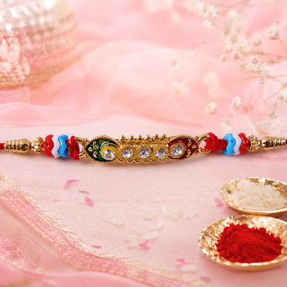 Premium Style Stone Studded Premium Designer Beaded Rakhi for Brother