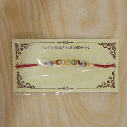 Premium Style Stone Studded Premium Designer Beaded Rakhi for Brother