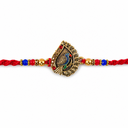 Peacock Paisley Motif Premium Beaded Designer Rakhi for Brother
