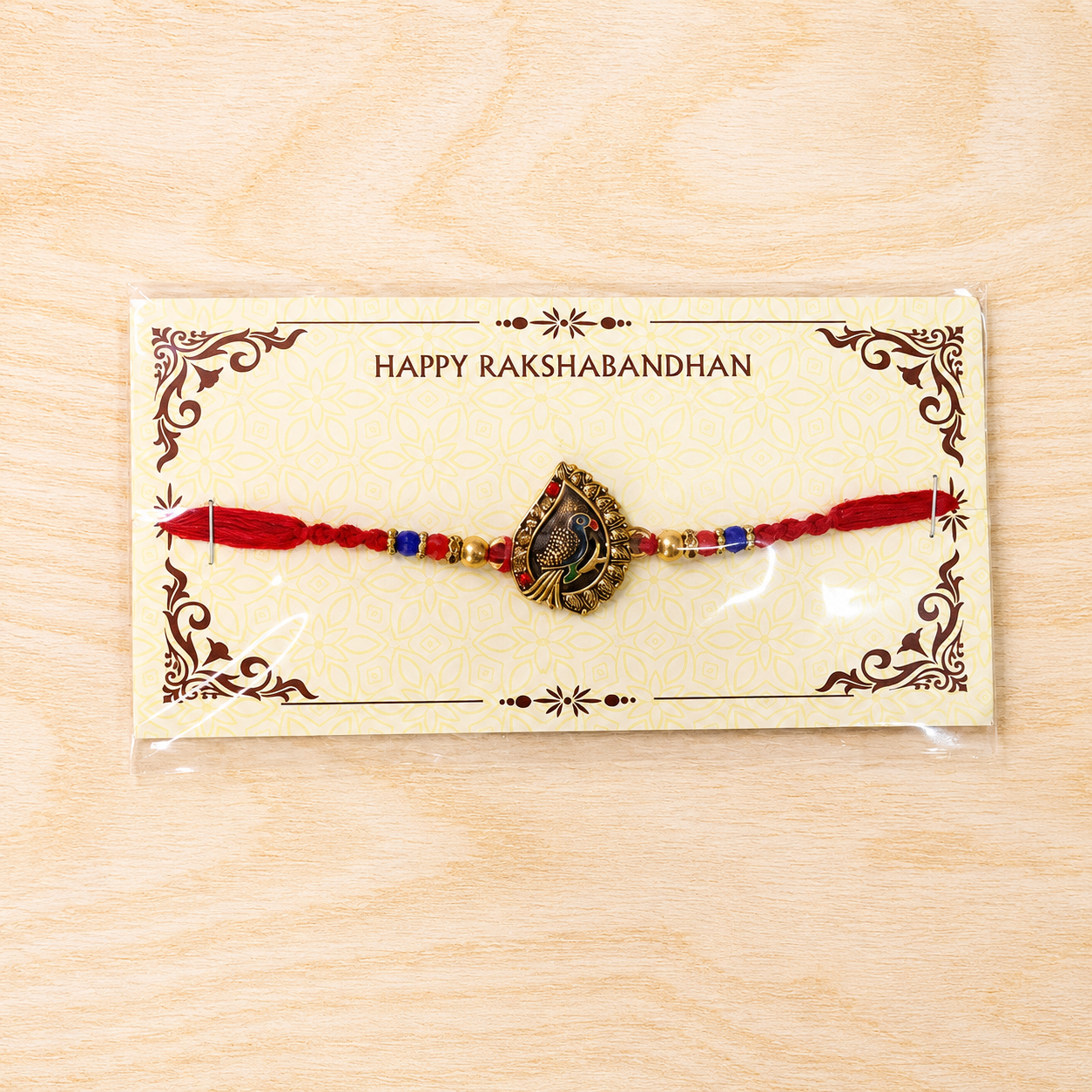 Peacock Paisley Motif Premium Beaded Designer Rakhi for Brother