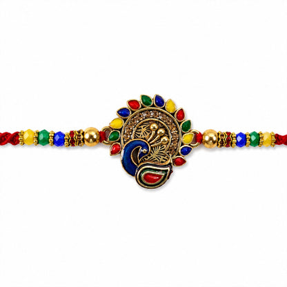 Traditional Peacock Stone Studded Designer Rakhi For Brother