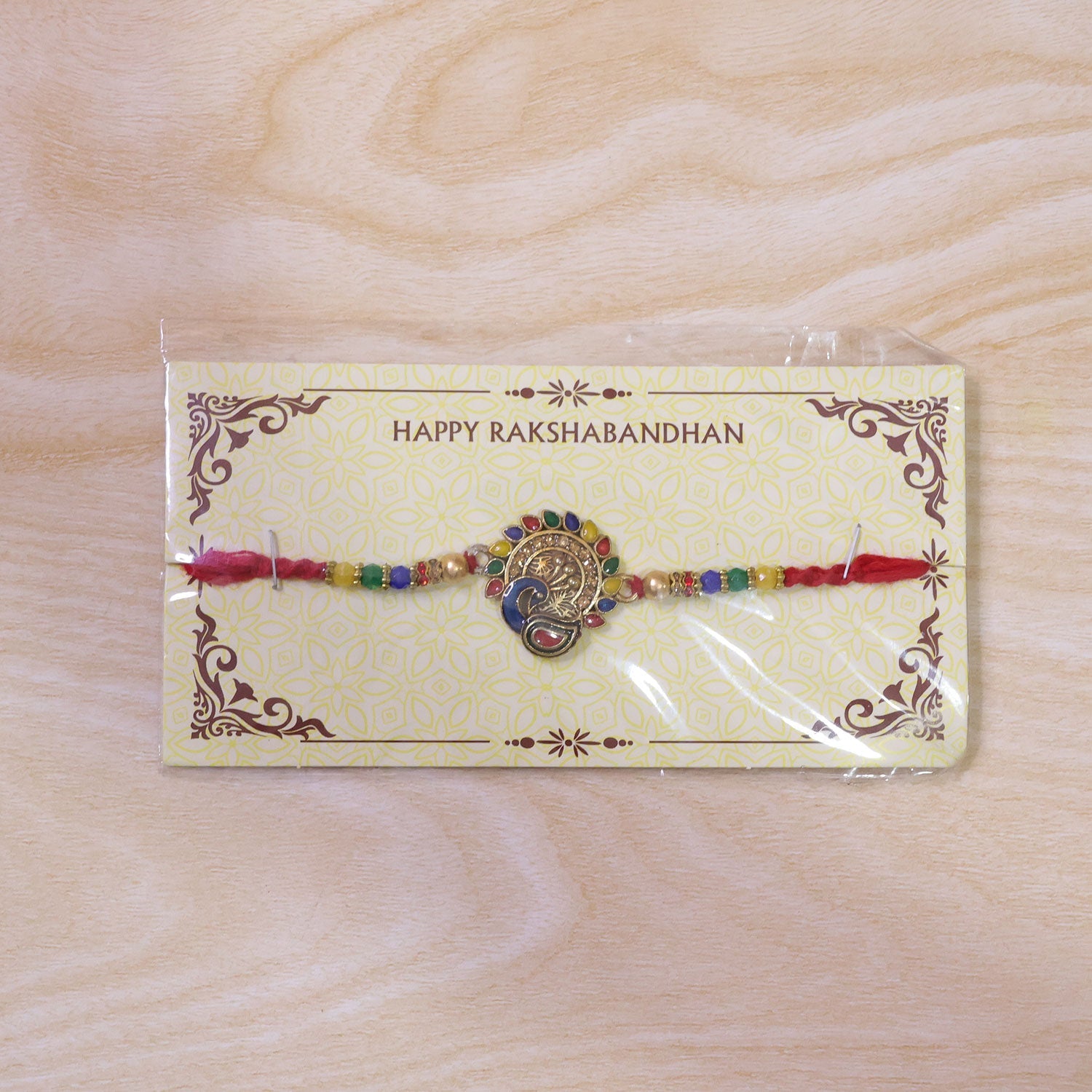 Traditional Peacock Stone Studded Designer Rakhi For Brother