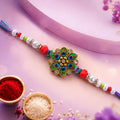 Floral Stone Cluster Premium Beaded Designer Rakhi for Brother