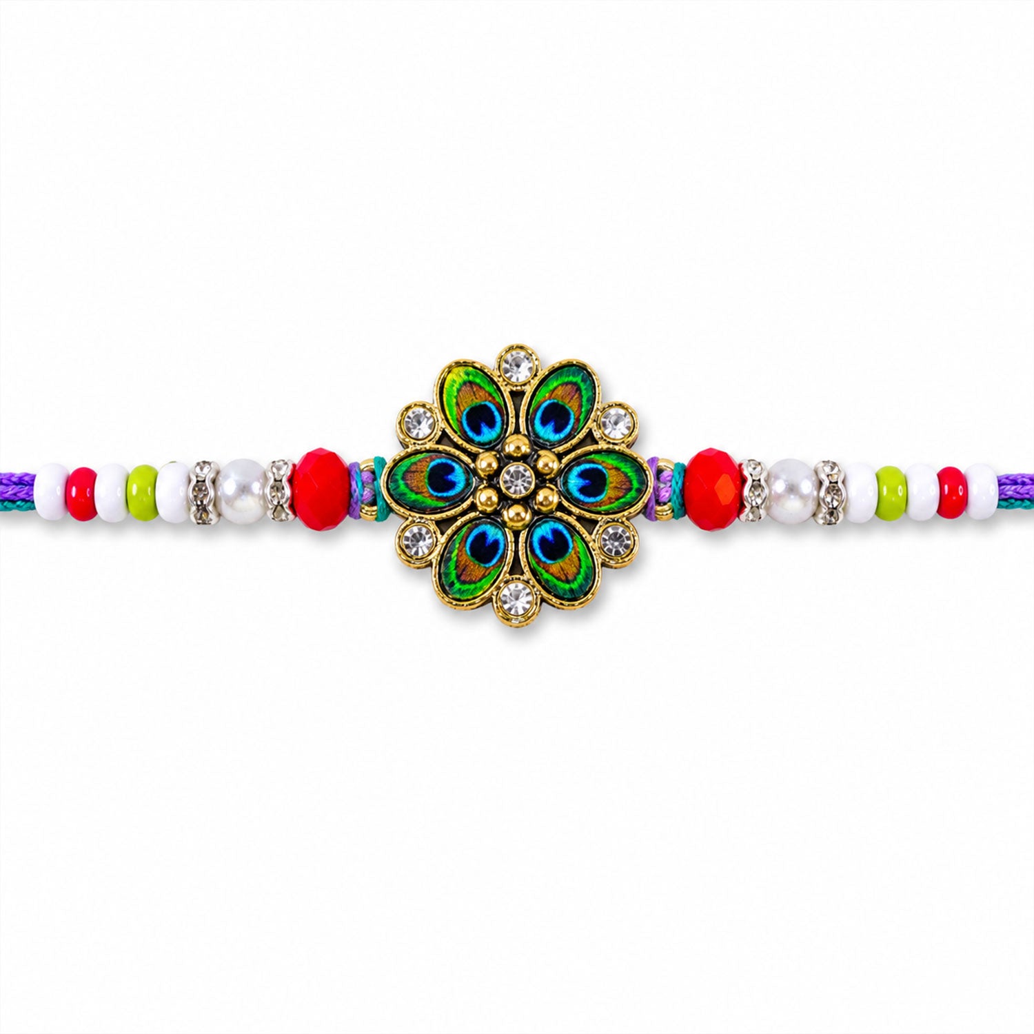 Floral Stone Cluster Premium Beaded Designer Rakhi for Brother