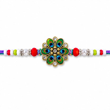 Floral Stone Cluster Premium Beaded Designer Rakhi for Brother
