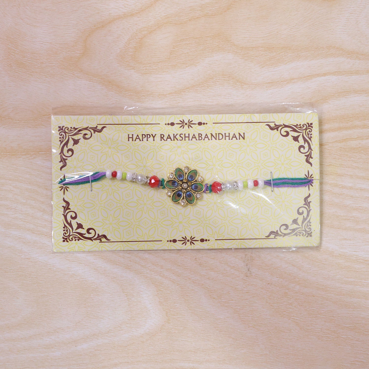 Floral Stone Cluster Premium Beaded Designer Rakhi for Brother