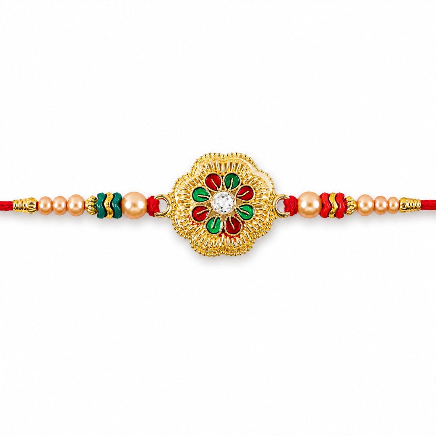 Floral Center Stone Studded Premium Designer Rakhi for Brother