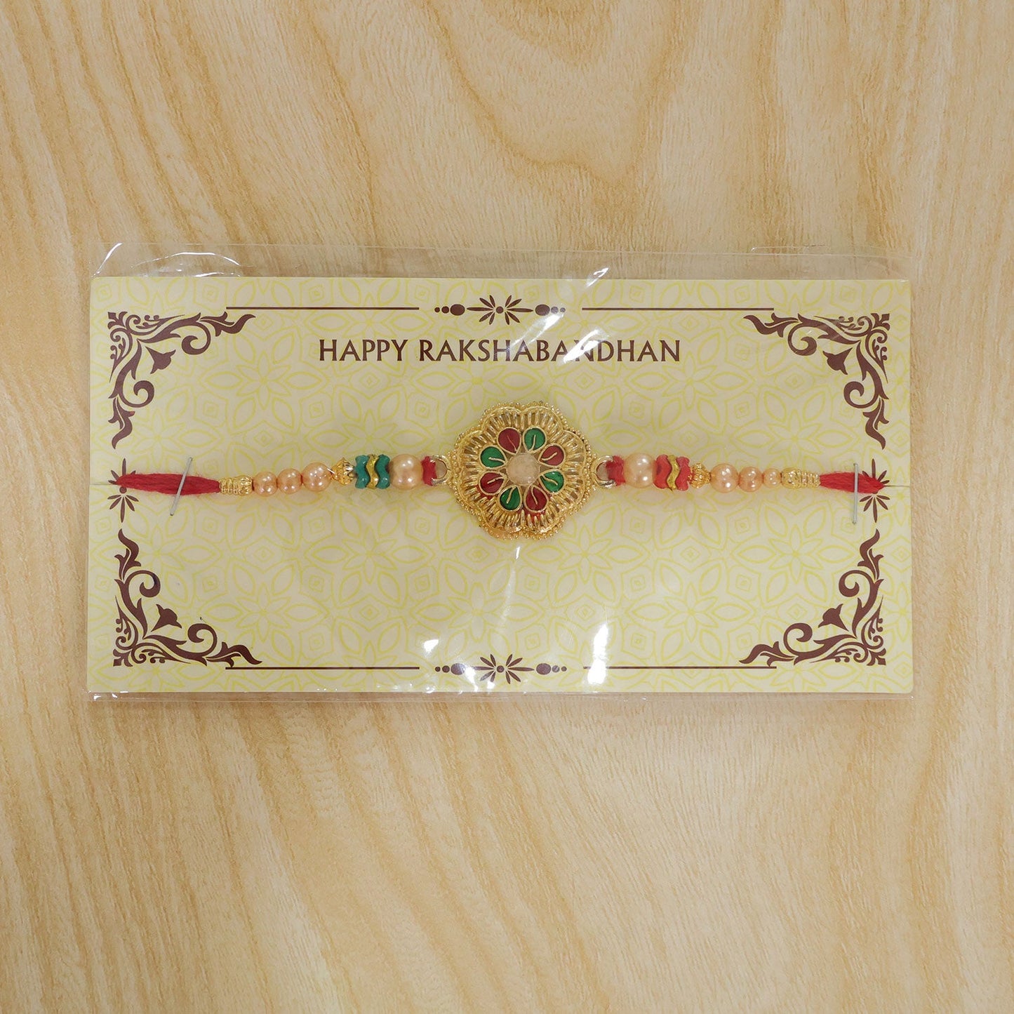 Floral Center Stone Studded Premium Designer Rakhi for Brother