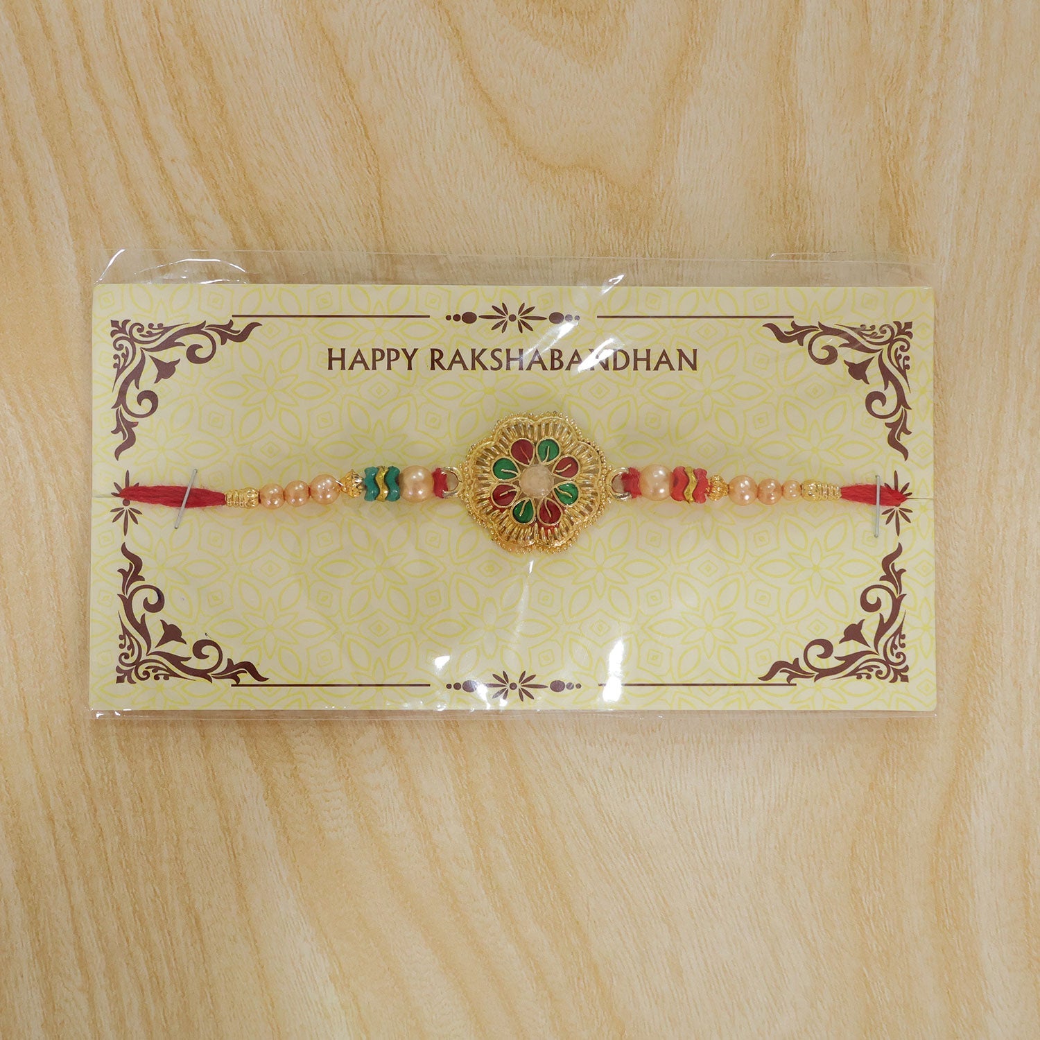 Floral Center Stone Studded Premium Designer Rakhi for Brother