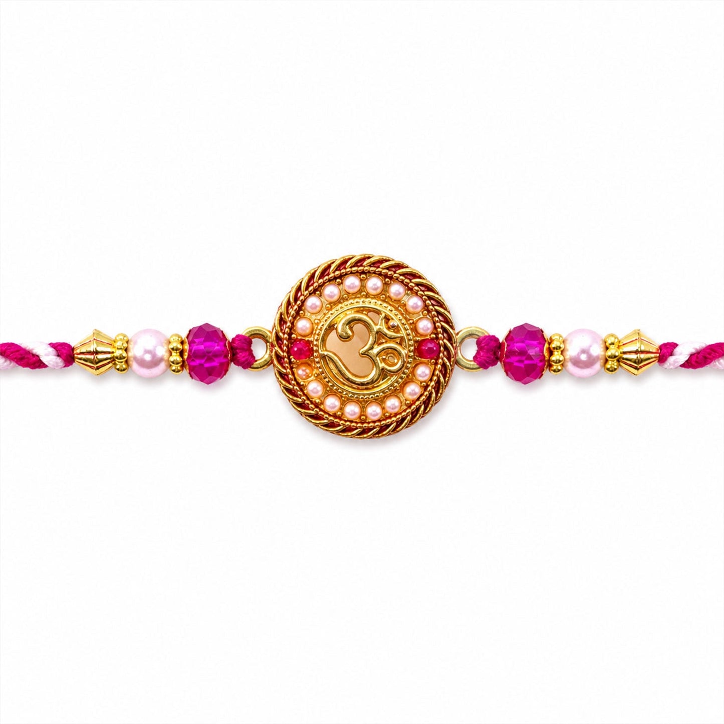 Om Symbol Round Stone Studded Premium Designer Rakhi for Brother