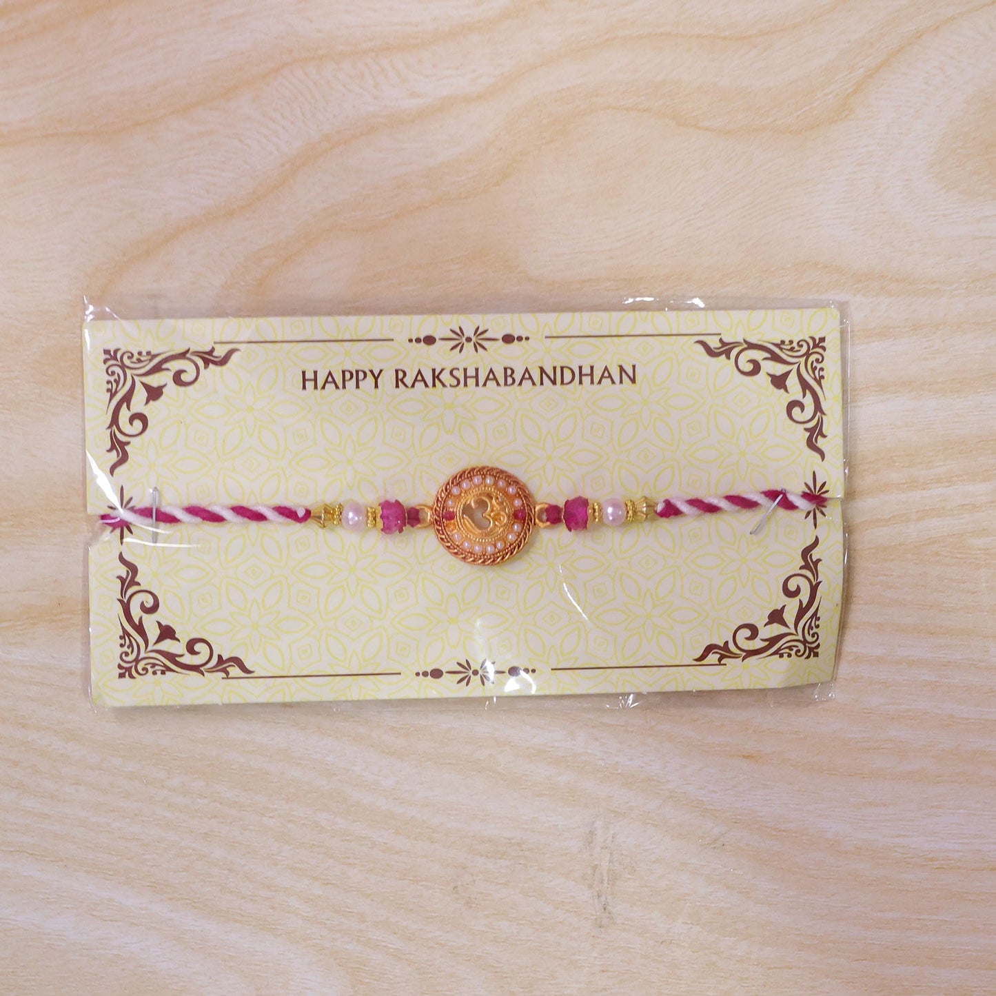 Om Symbol Round Stone Studded Premium Designer Rakhi for Brother