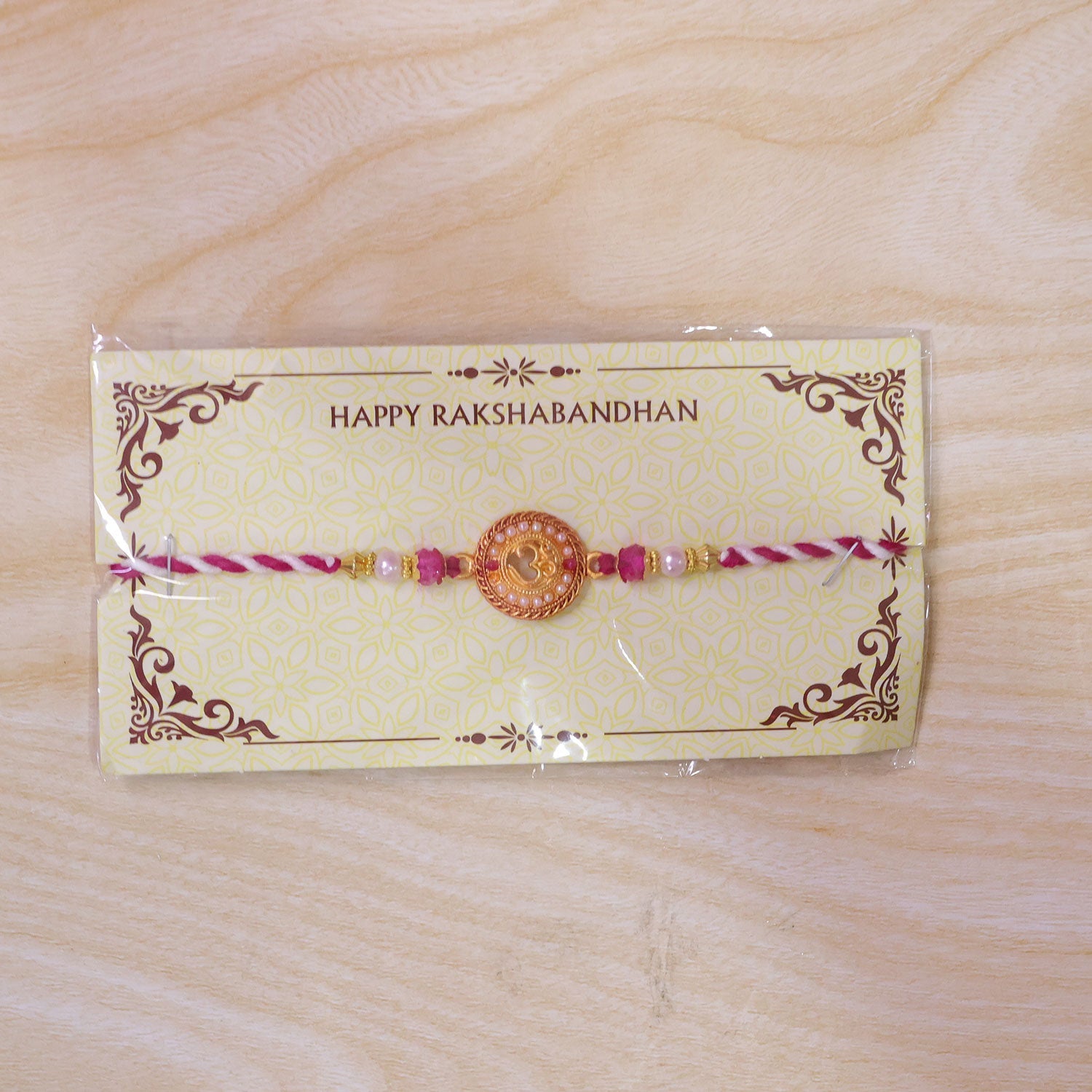 Om Symbol Round Stone Studded Premium Designer Rakhi for Brother