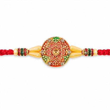 Round Floral Meenakari Traditional Designer Rakhi for Brother
