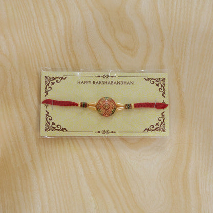 Round Floral Meenakari Traditional Designer Rakhi for Brother