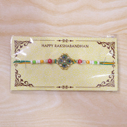 Floral Stone Cluster Premium Beaded Designer Rakhi for Brother
