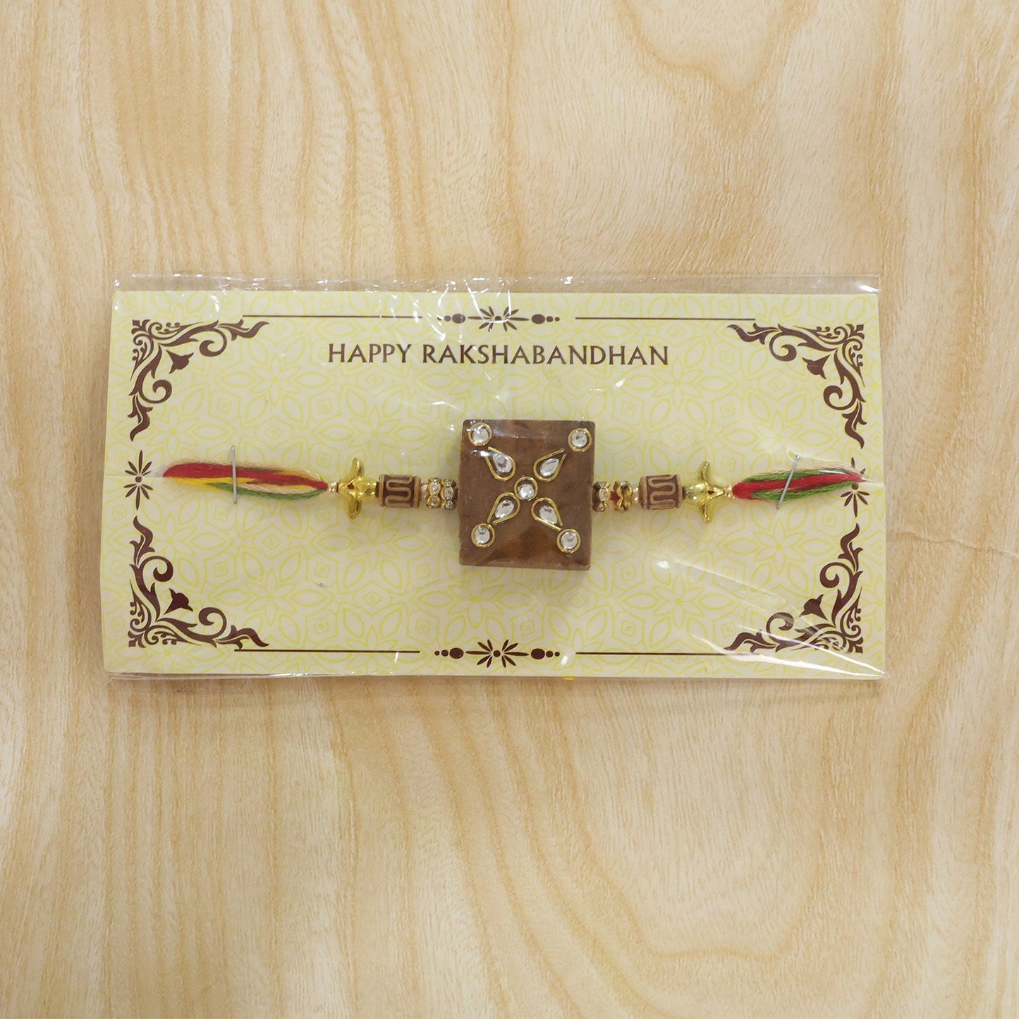 Rectangle Stone Studded Premium Designer Rakhi for Brother