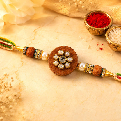 Round Floral Stone Traditional Designer Rakhi for Brother