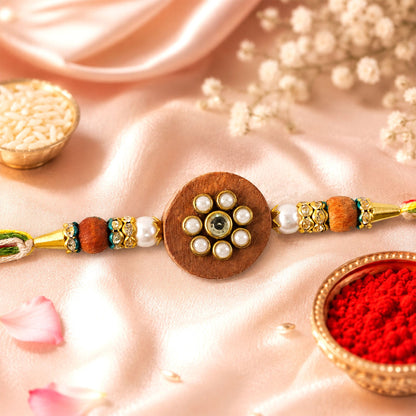 Round Floral Stone Traditional Designer Rakhi for Brother