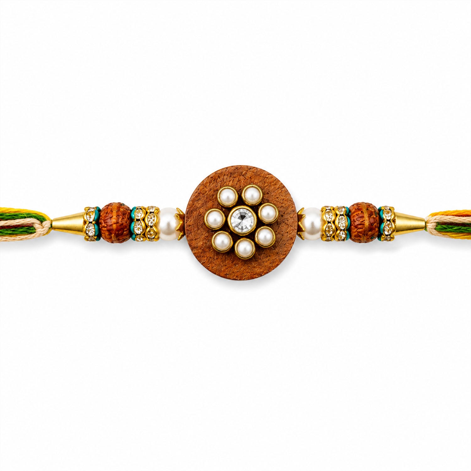 Round Floral Stone Traditional Designer Rakhi for Brother