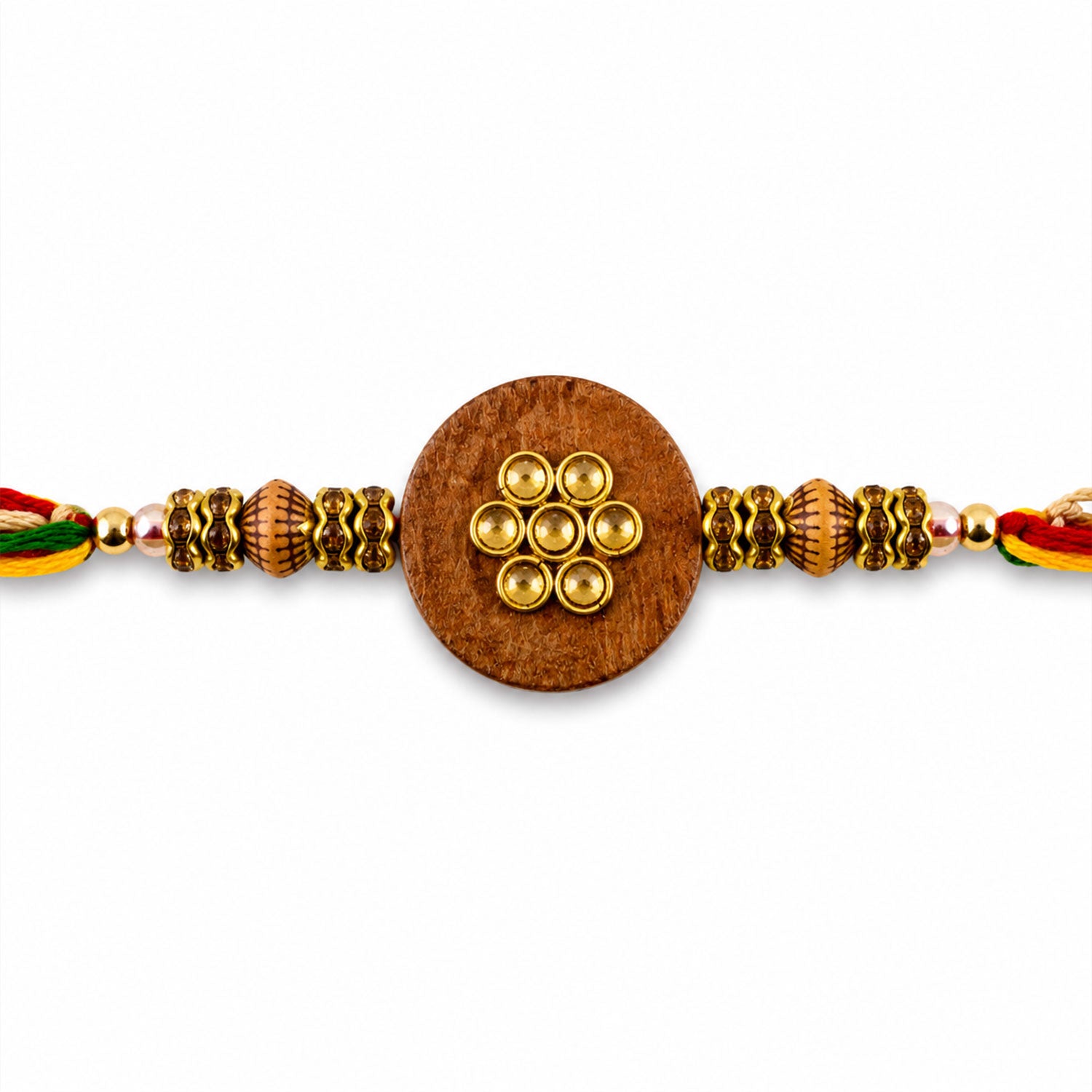 Stylish Round Floral Stone Traditional Designer Rakhi for Brother