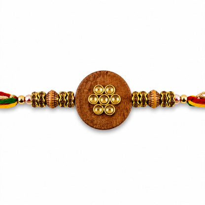 Stylish Round Floral Stone Traditional Designer Rakhi for Brother