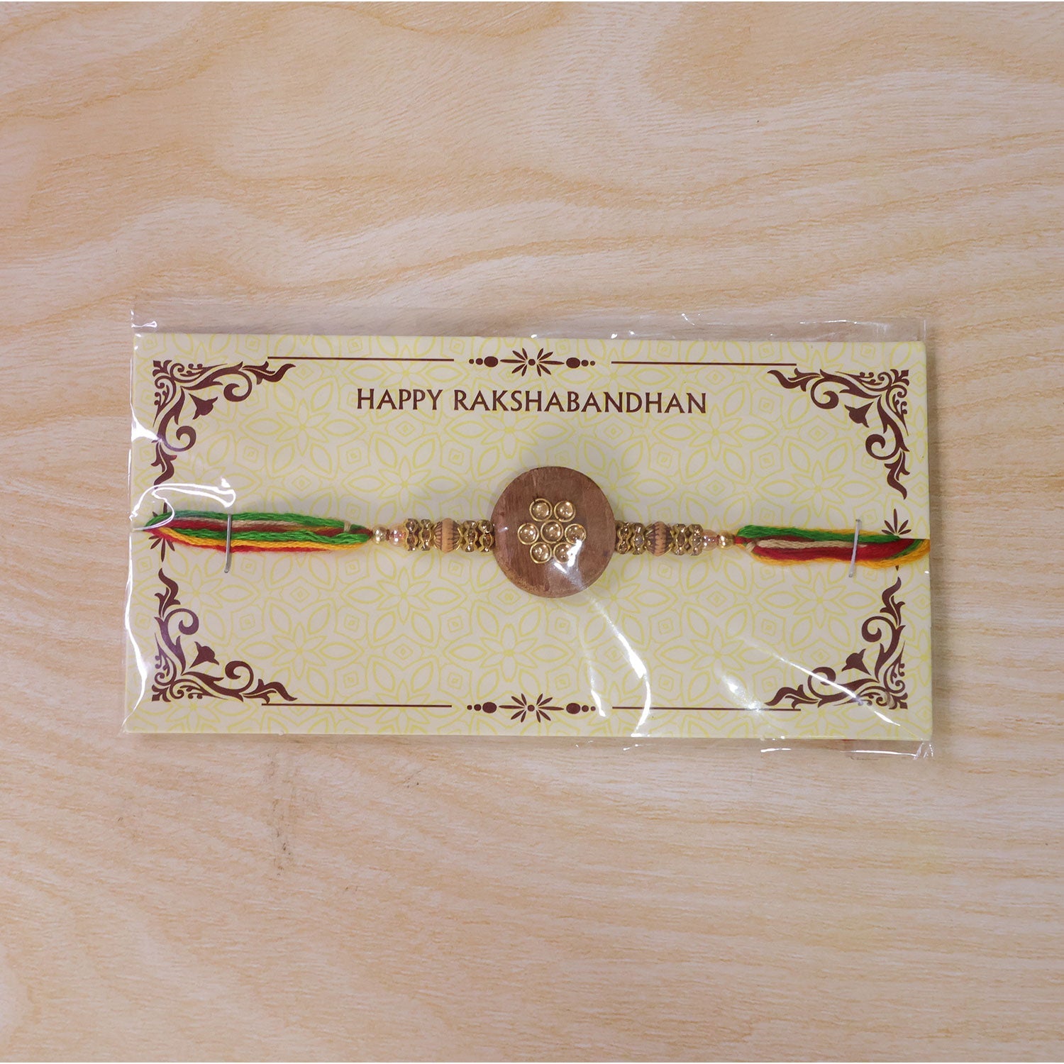 Stylish Round Floral Stone Traditional Designer Rakhi for Brother