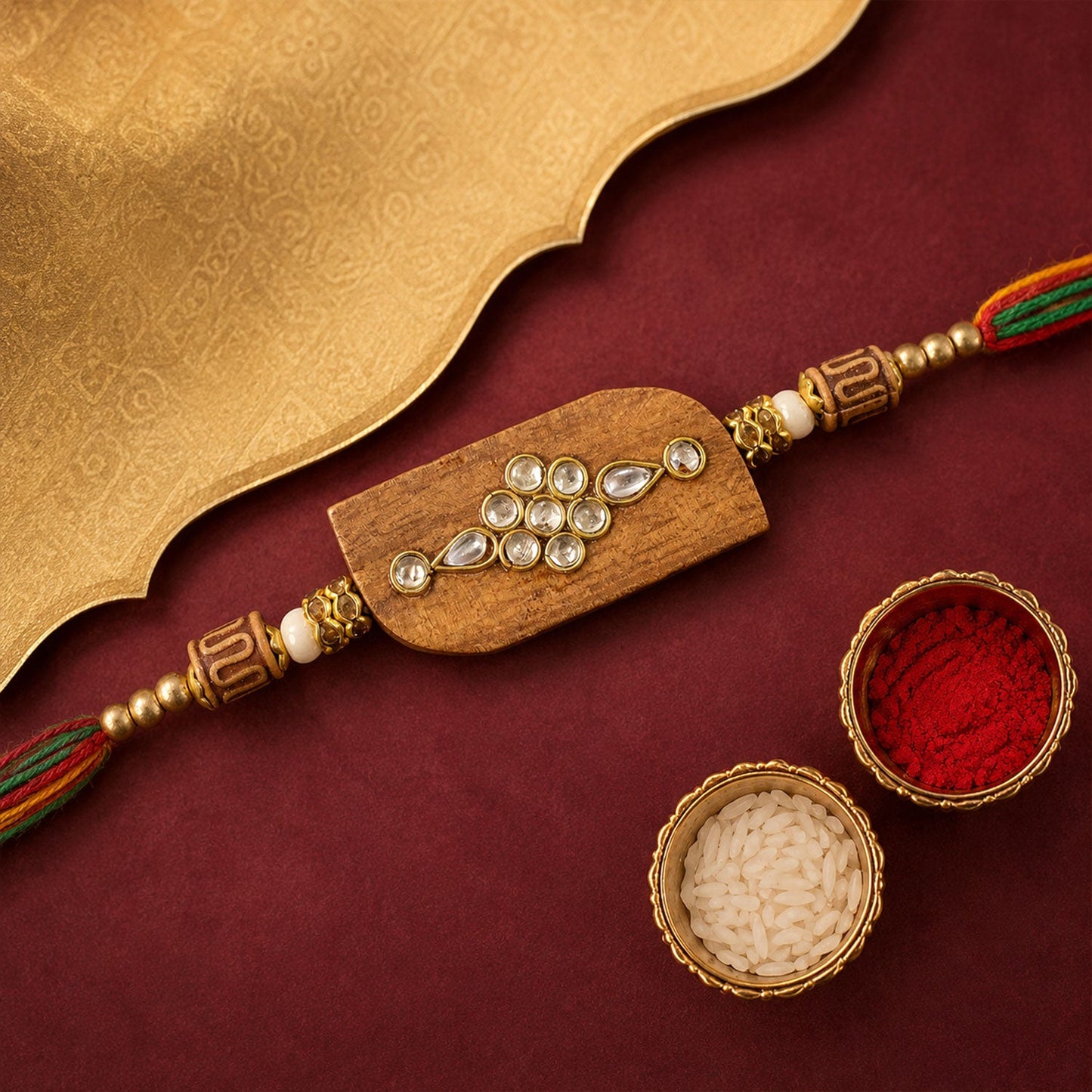 Rectangle Stone Studded Premium Designer Rakhi for Brother