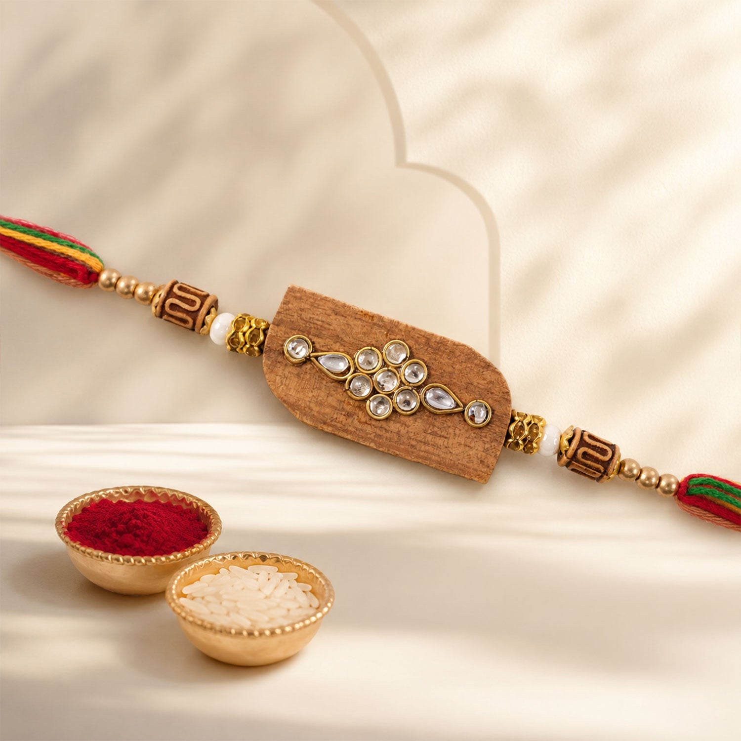 Rectangle Stone Studded Premium Designer Rakhi for Brother