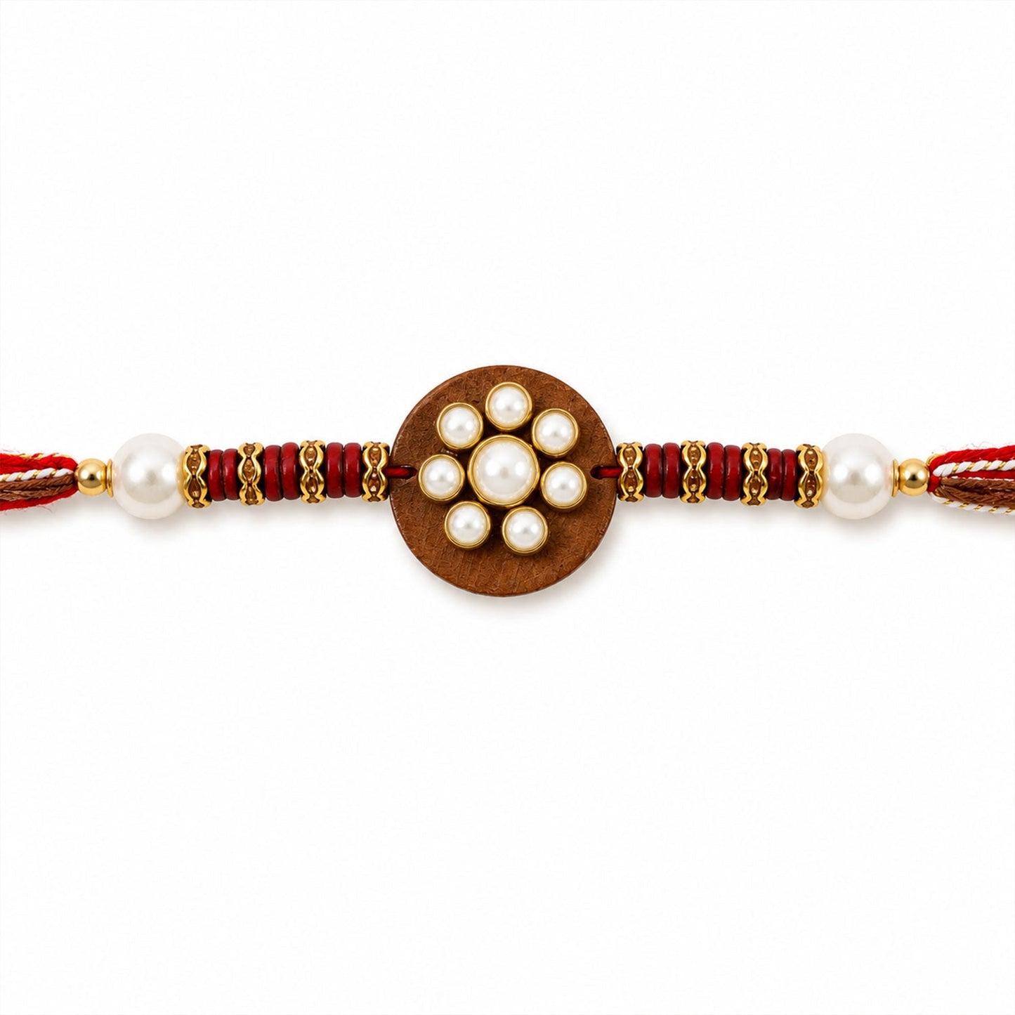Round Pearl Stone Traditional Designer Rakhi for Brother