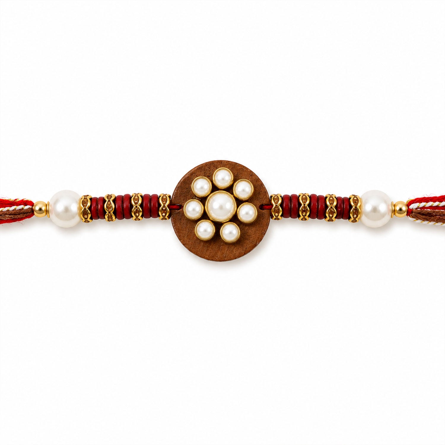 Round Pearl Stone Traditional Designer Rakhi for Brother