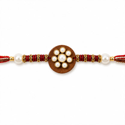 Round Pearl Stone Traditional Designer Rakhi for Brother