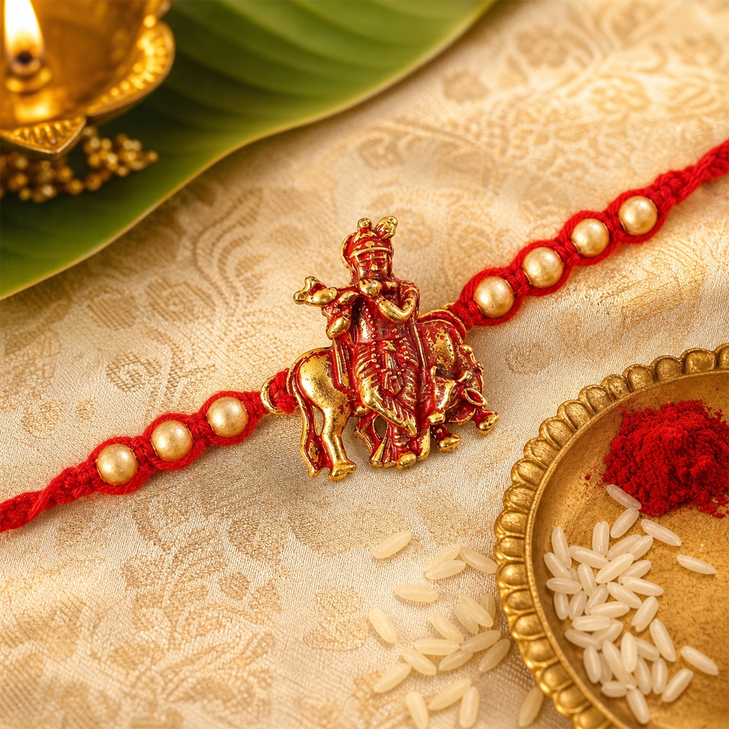 Krishna Character Beaded Designer Premium Traditional Rakhi for Brother