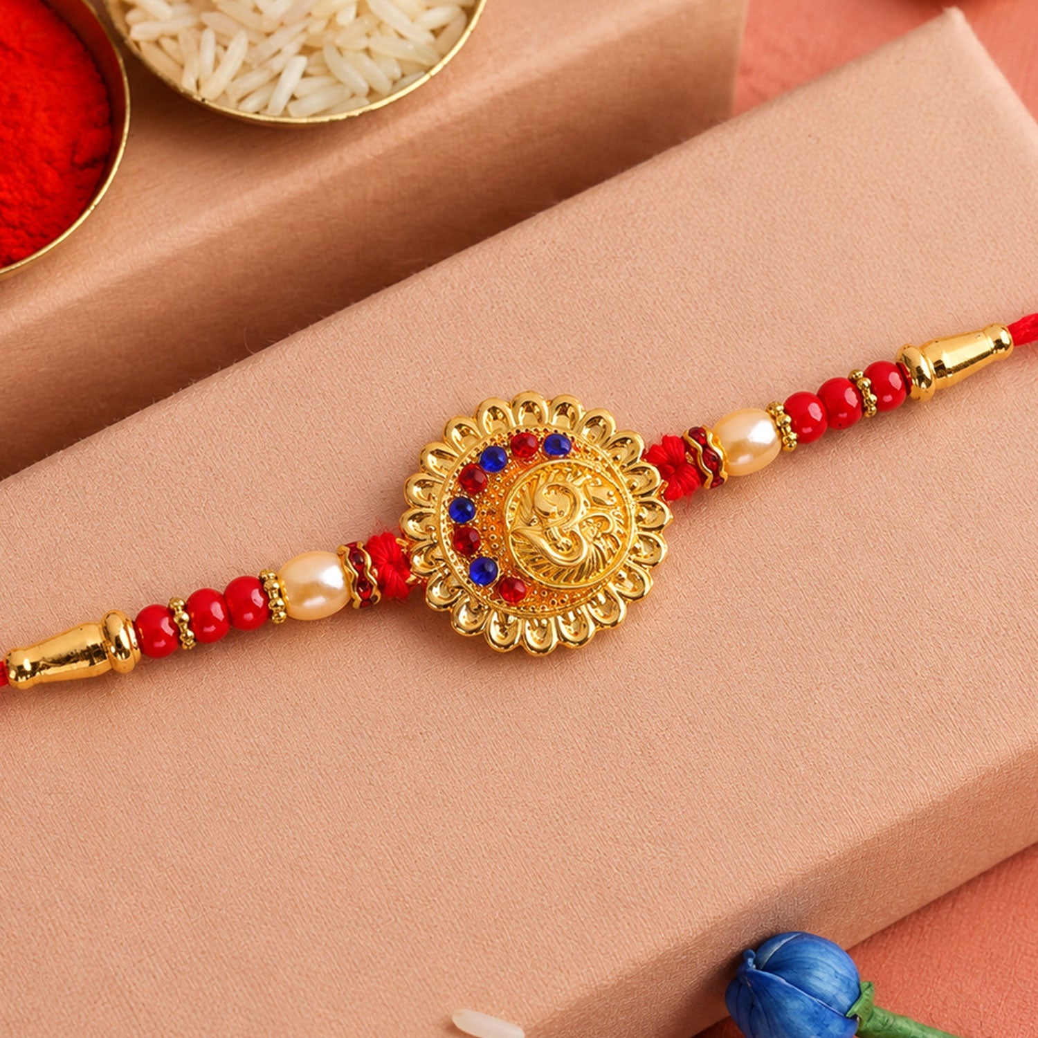 Om Symbol Premium Stone Studded Designer Rakhi for Brother