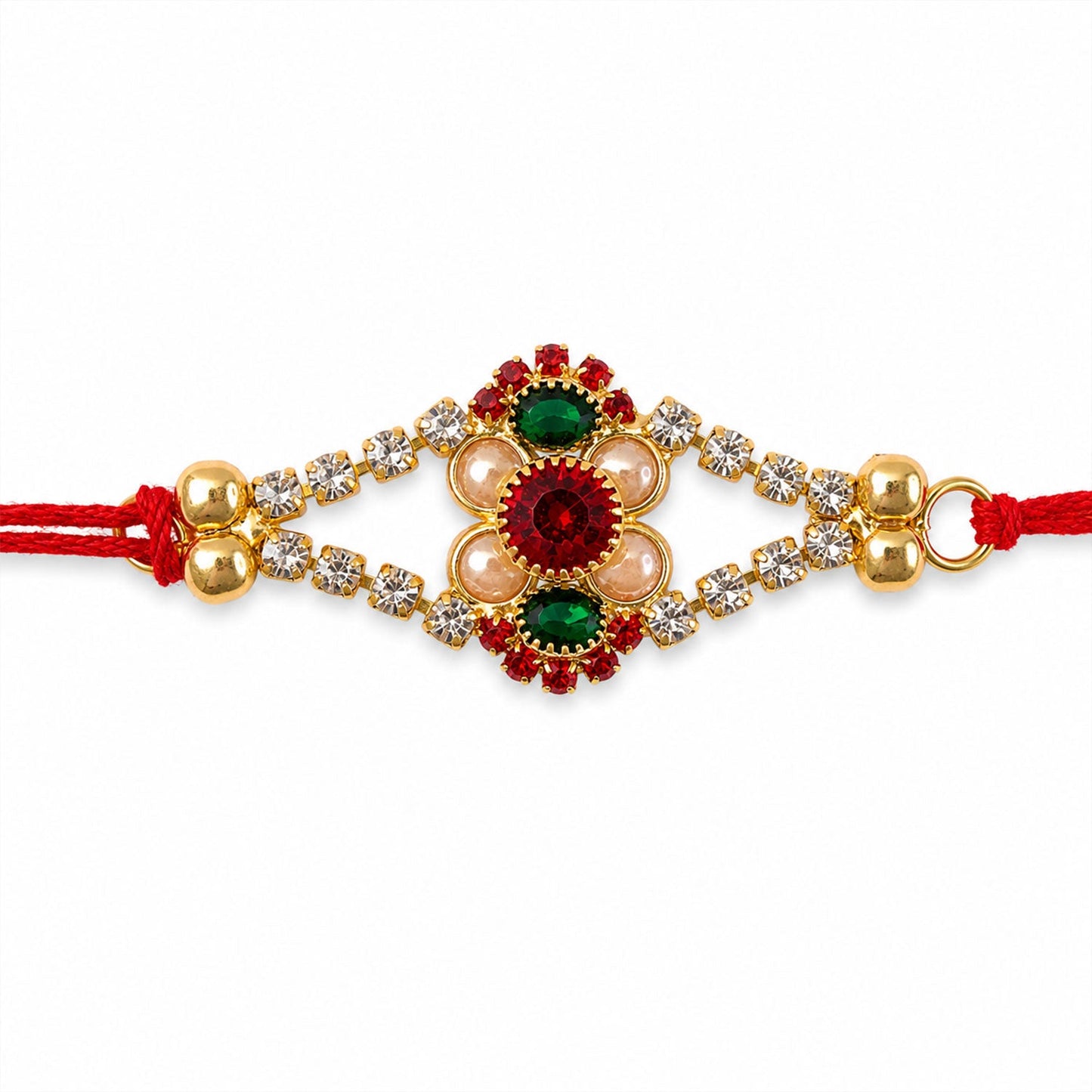 Floral Stone Studded Designer Premium Traditional Rakhi for Brother