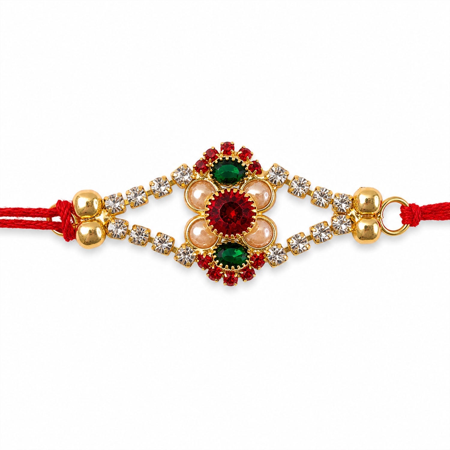 Floral Stone Studded Designer Premium Traditional Rakhi for Brother
