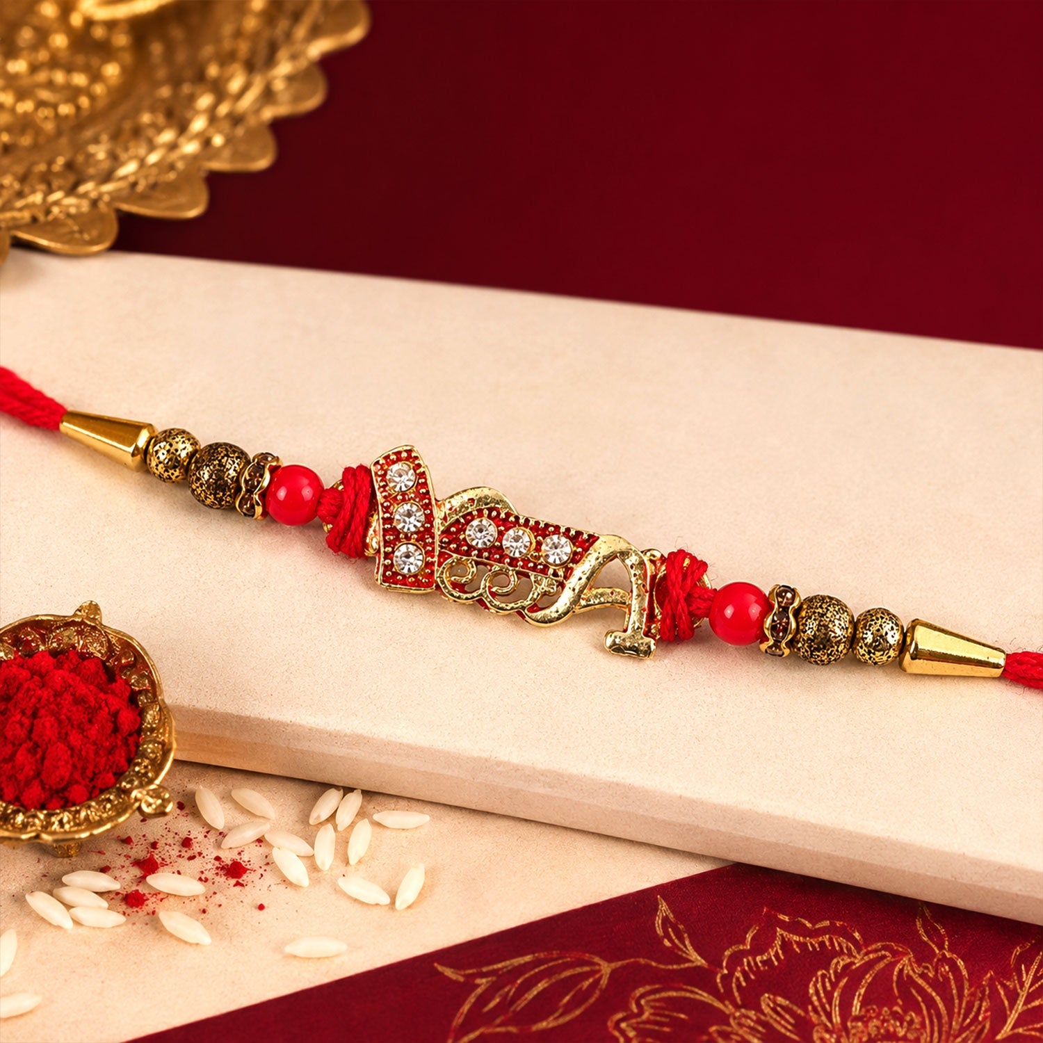 Stylish Charm Traditional Beaded Premium Designer Rakhi for Brother