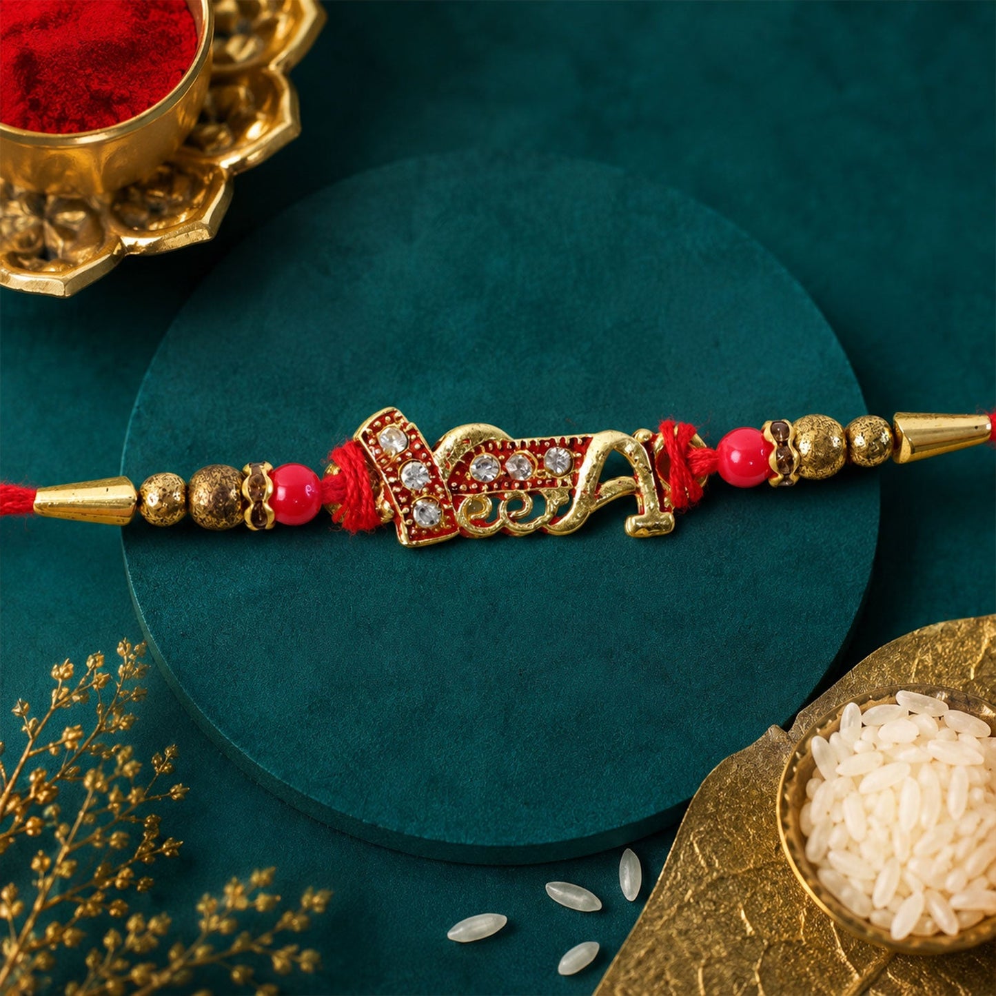Stylish Charm Traditional Beaded Premium Designer Rakhi for Brother
