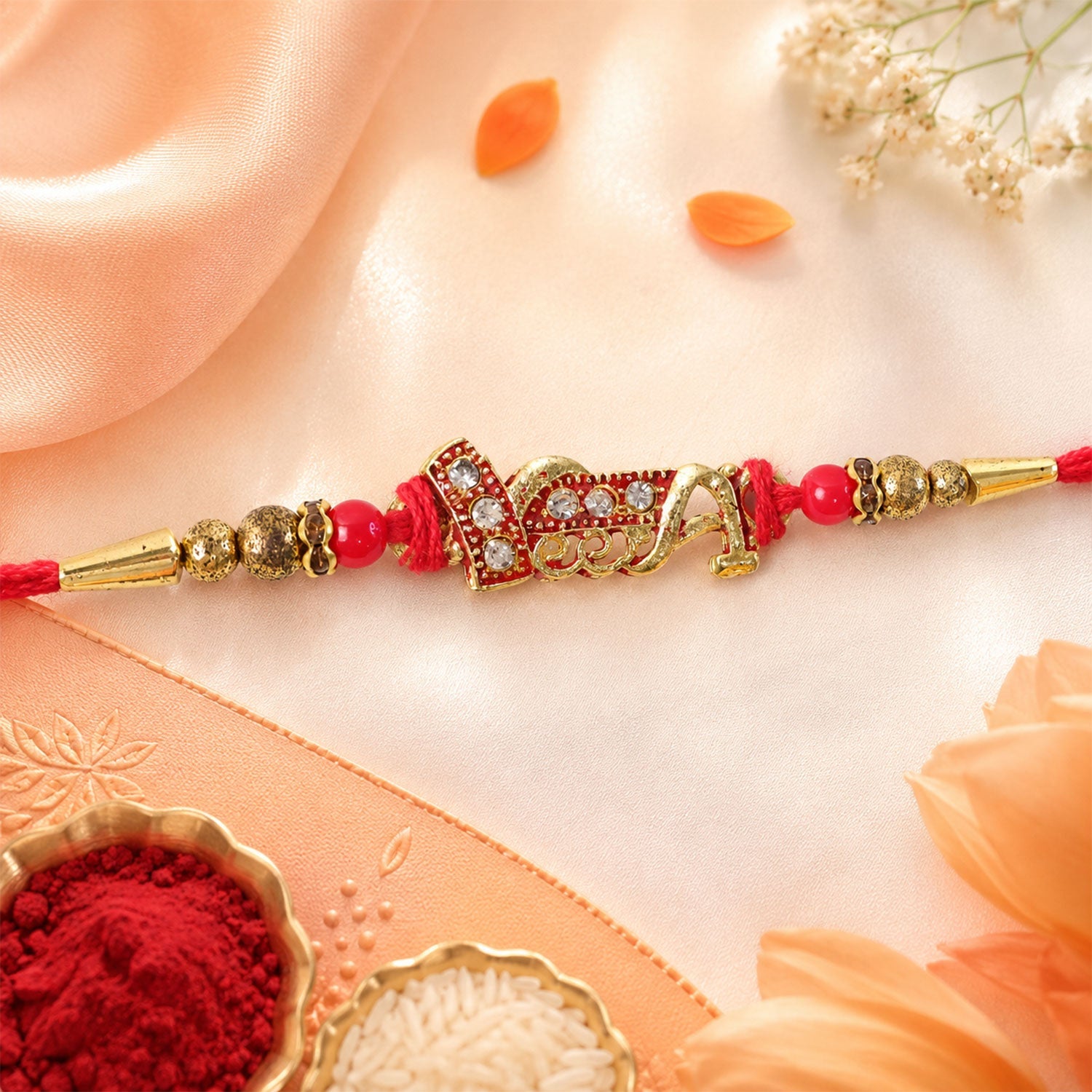 Stylish Charm Traditional Beaded Premium Designer Rakhi for Brother