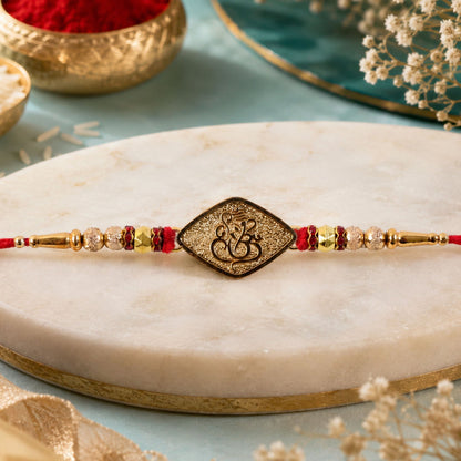 Ganesha Symbol Leaf Shape Designer Rakhi for Brother