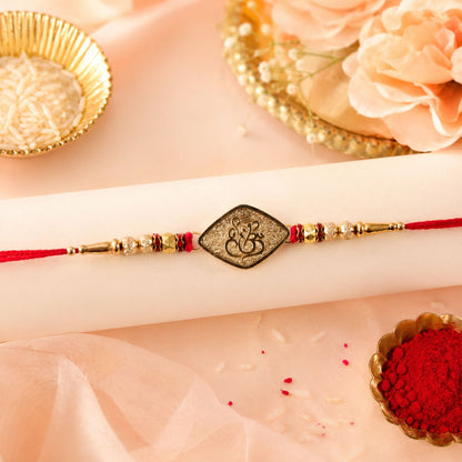 Ganesha Symbol Leaf Shape Designer Rakhi for Brother