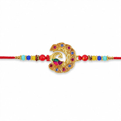 Peacock Motif Stone Studded Designer Rakhi for Brother